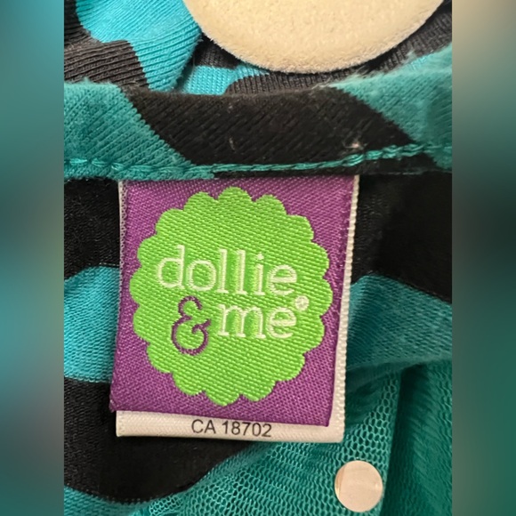 DOLLIE & ME GIRLS SPARKLE PARTY DRESS SIZE 8. TURQUOISE AND BLACK - Picture 6 of 7